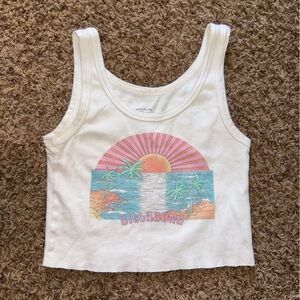 Billabong White Tank with Colorful Beach Graphic